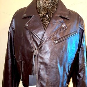 JF J. Ferrar Faux Leather Motorcycle Jacket